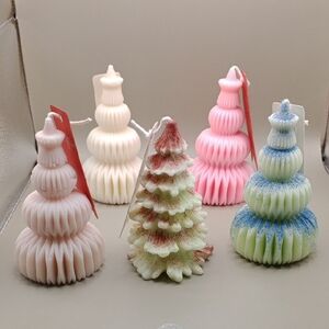 Whimsical Tree Candle Collection - Cream, Green, Pink, Blue